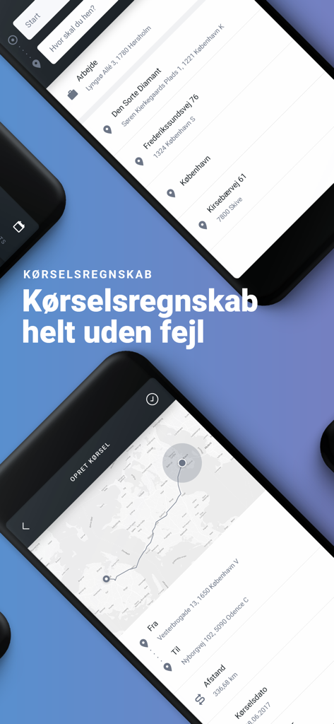 Zenegy Payroll - Zenegy Payroll app interface showing mileage registration with a map and route details