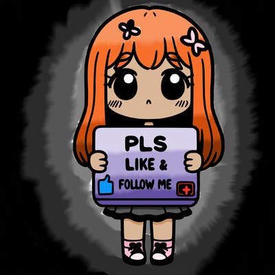 girl holding a sign that says pls like and follow me