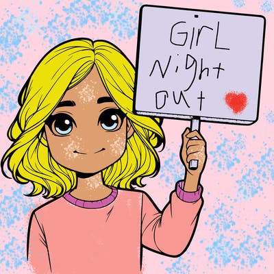 realistic girl holding up a sign