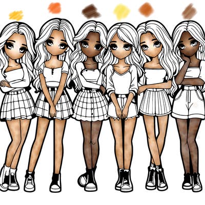 a group of girls realistic