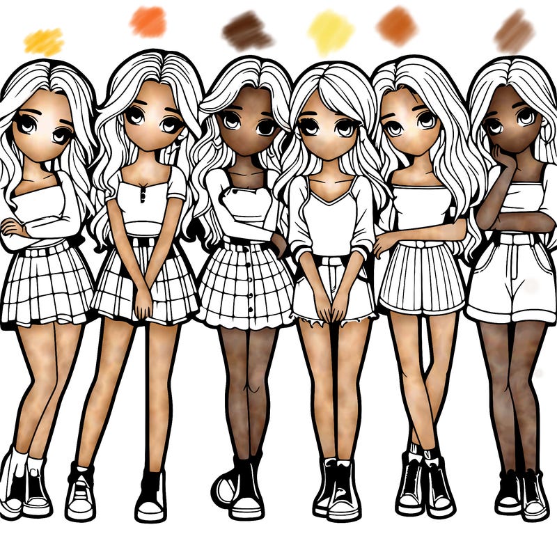 a group of girls realistic