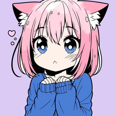 shy anime catgirl
