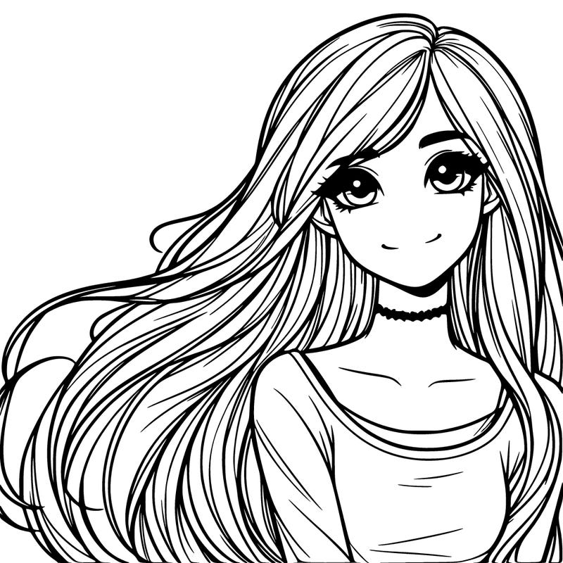 realistic girl with long hair