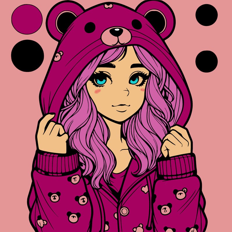 realistic girl in a animal pjs hoodie