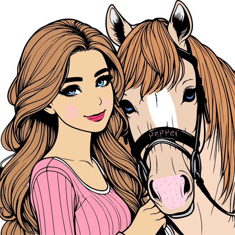 realistic girl with horse