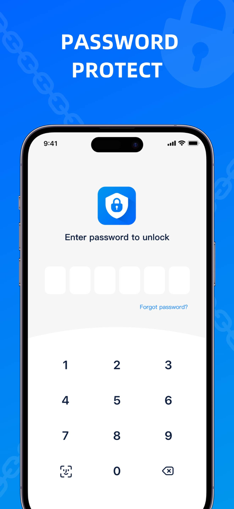 Tela do smartphone exibindo uma entrada de senha numérica para segurança de aplicativos.