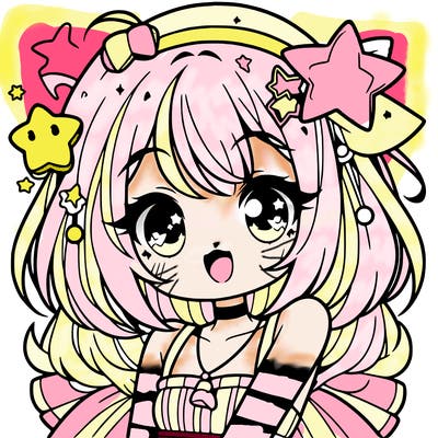 cute anime girl with star accessories