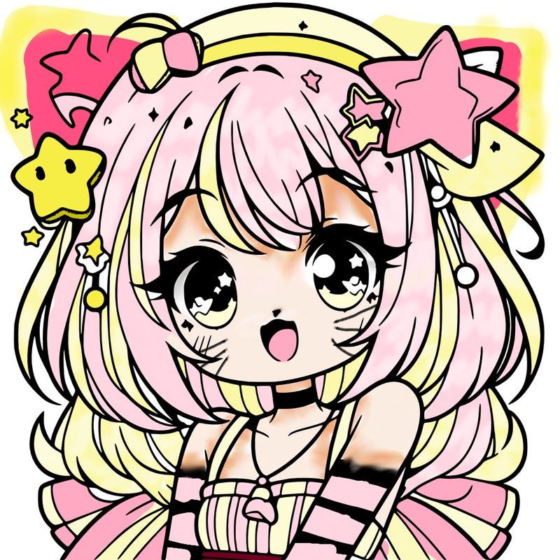 cute anime girl with star accessories