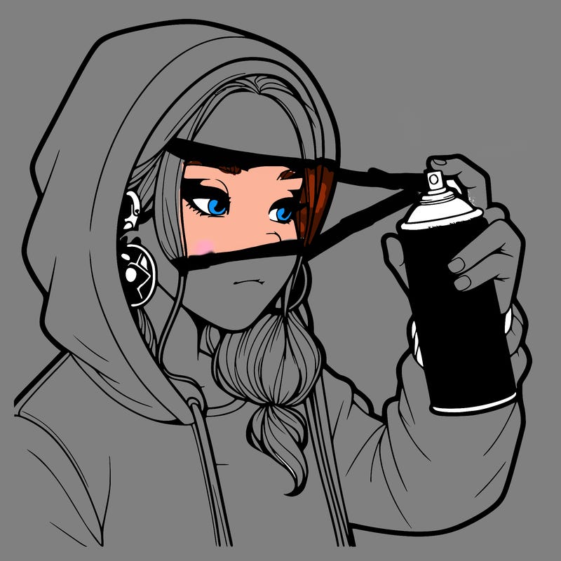 a realistic girl, spray painting