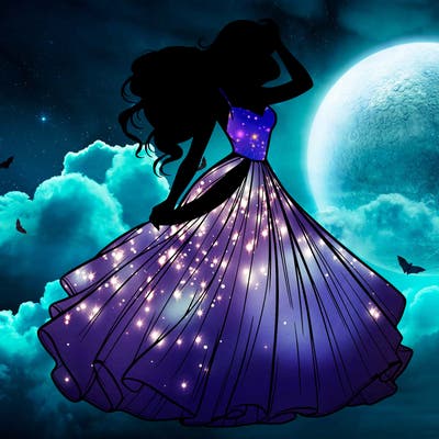 realistic woman with dress flowing in the wind