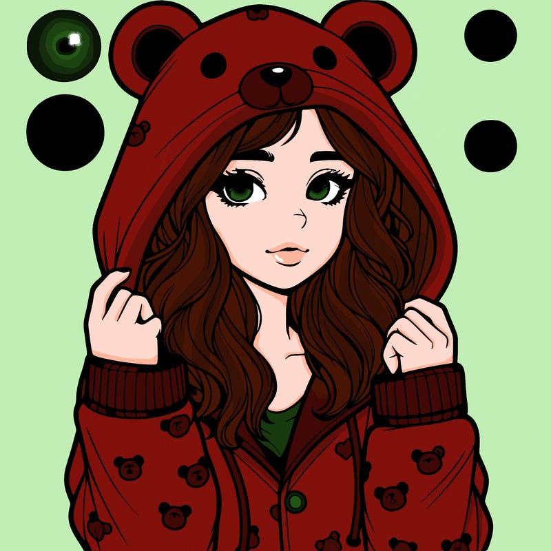 realistic girl in a animal pjs hoodie