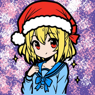 anime girl wearing a santa hat