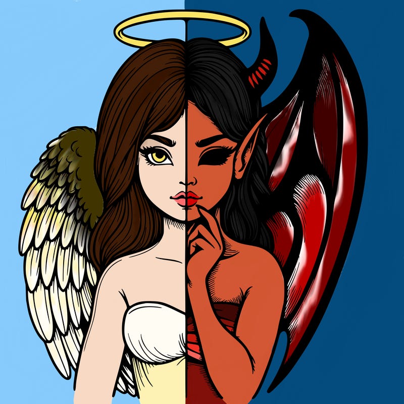 realistic angel half demon