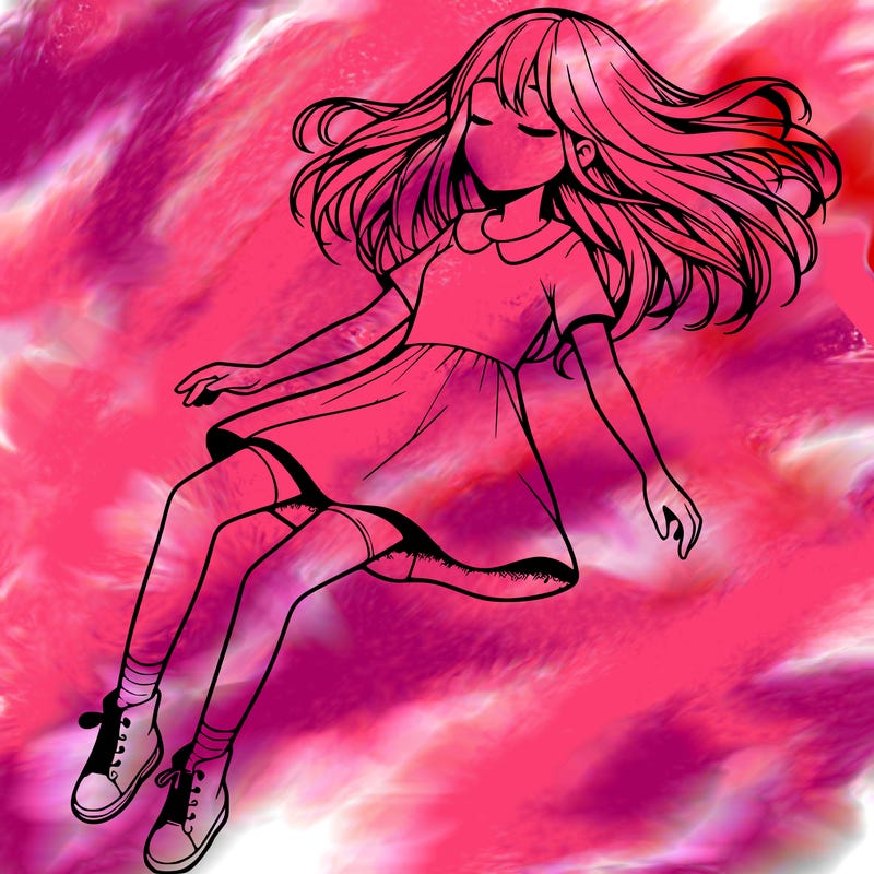 realistic girl floating