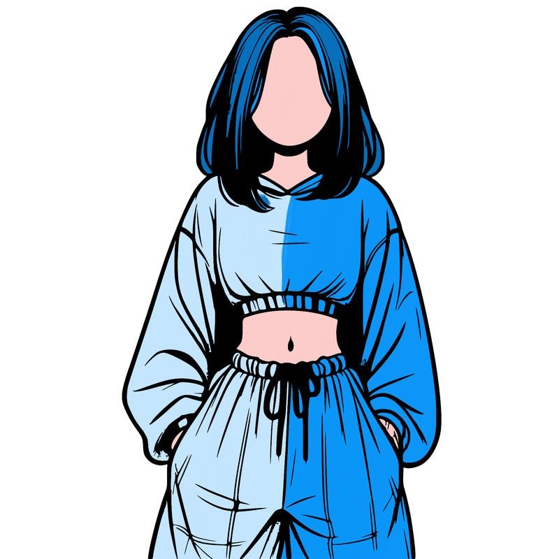 realistic girl faceless with baggy pants and a crop top