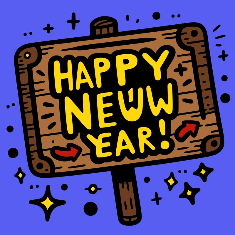 . a sign saying happy new year