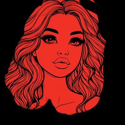 realistic girl with wavy hair and lips