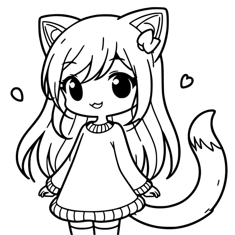 girl with cat ears and tail