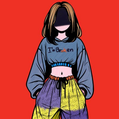 realistic girl faceless with baggy pants and a crop top