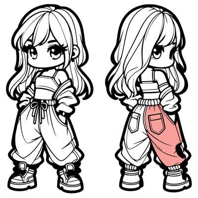 girl in crop top and baggy pants