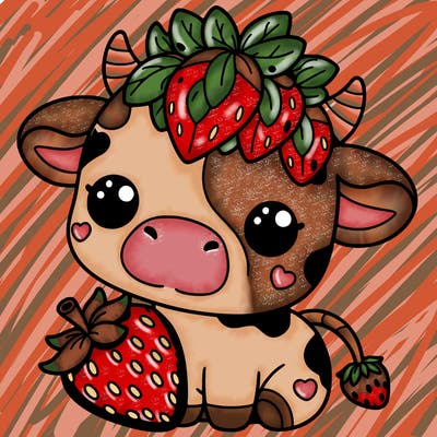 cute strawberry cow