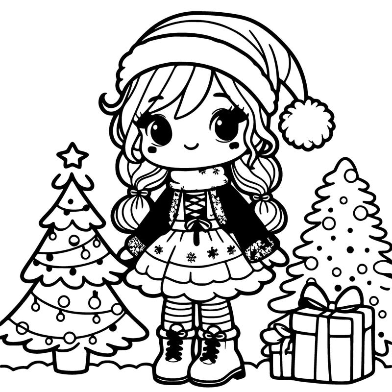 girl in christmas outfit