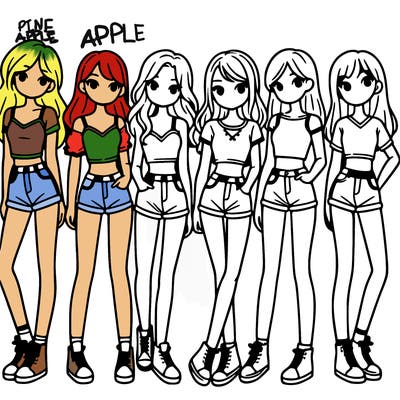 a group of girls wearing crop tops and shorts