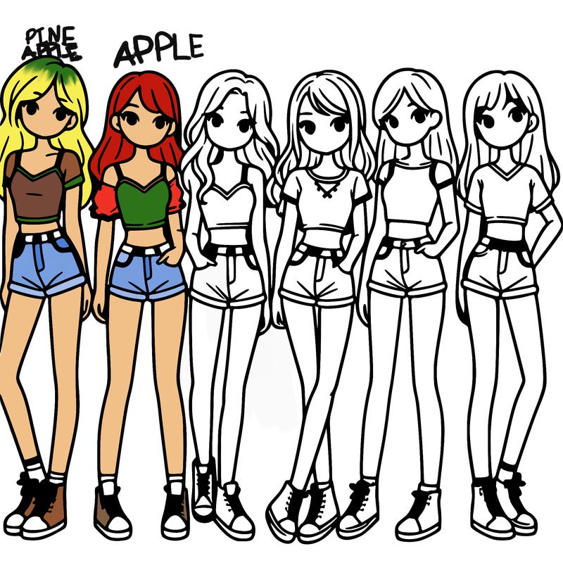 a group of girls wearing crop tops and shorts