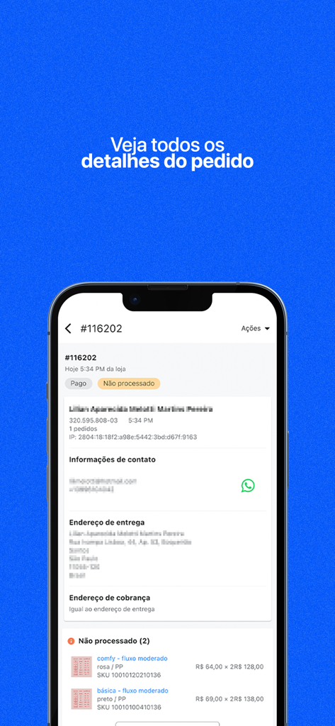 Cartpanda - Schermata mobile che mostra informazioni dettagliate sull'ordine e-commerce nell'app Cartpanda
