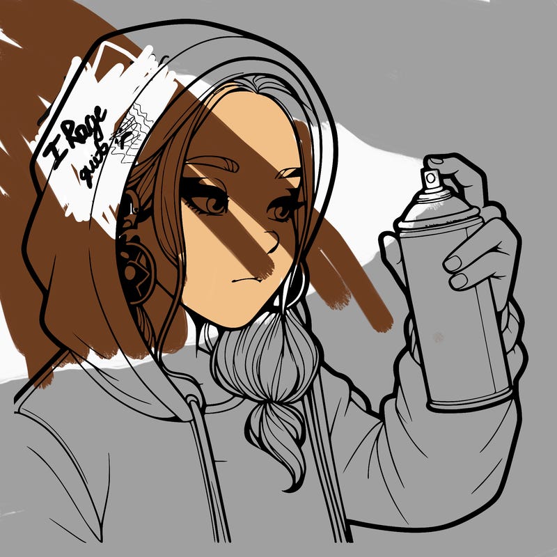 a realistic girl, spray painting