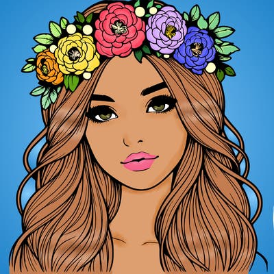 realistic girl with flower crown