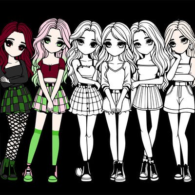 a group of girls realistic