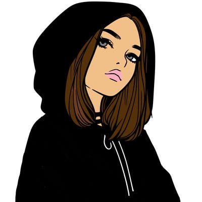 a realistic girl in a hoodie