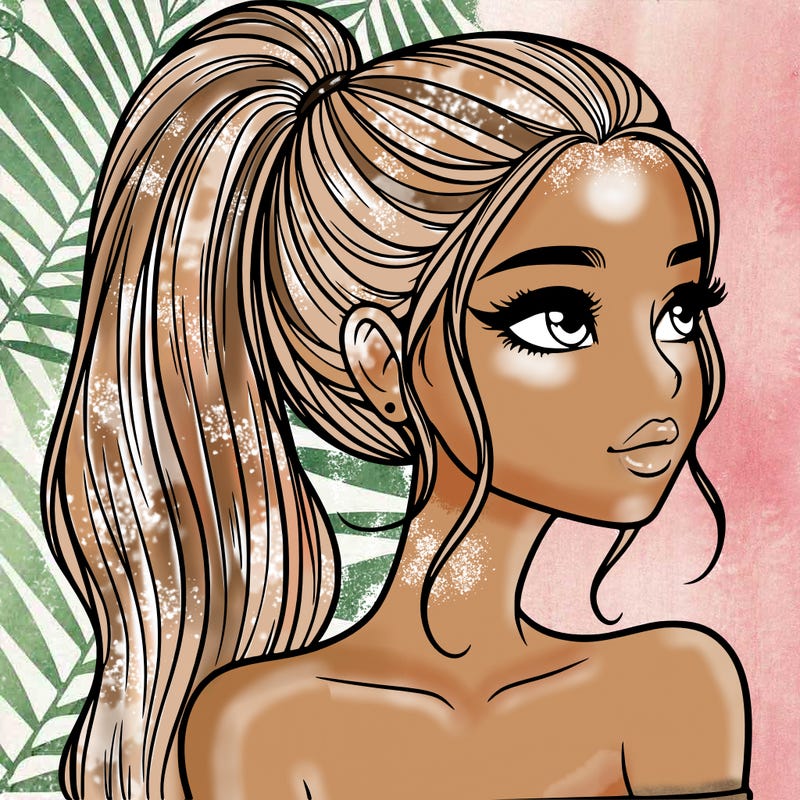 a beautiful and realistic girl with a high pony tail