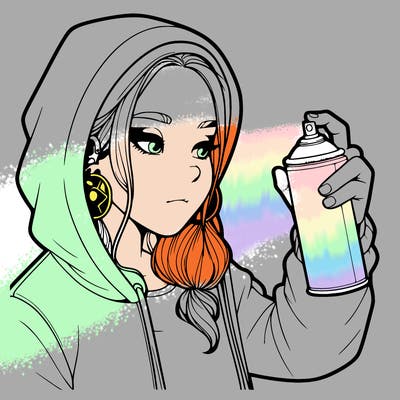 a realistic girl, spray painting