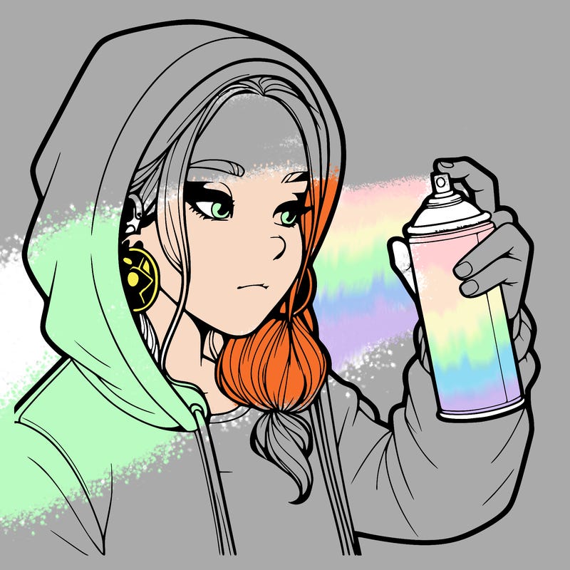 a realistic girl, spray painting