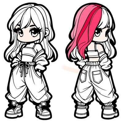 girl in crop top and baggy pants