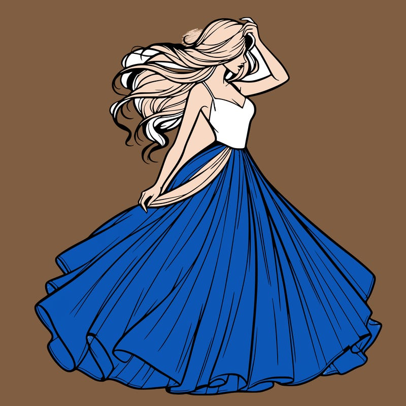 realistic woman with dress flowing in the wind