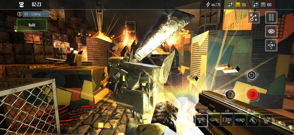 Block Fortress 2 - First person shooter gameplay in Block Fortress 2 featuring a machine gun and block based structures