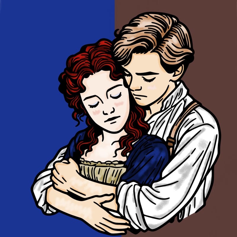 titanic jack rose hugging each other