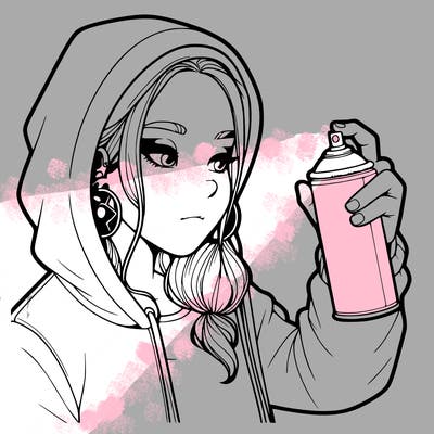 a realistic girl, spray painting