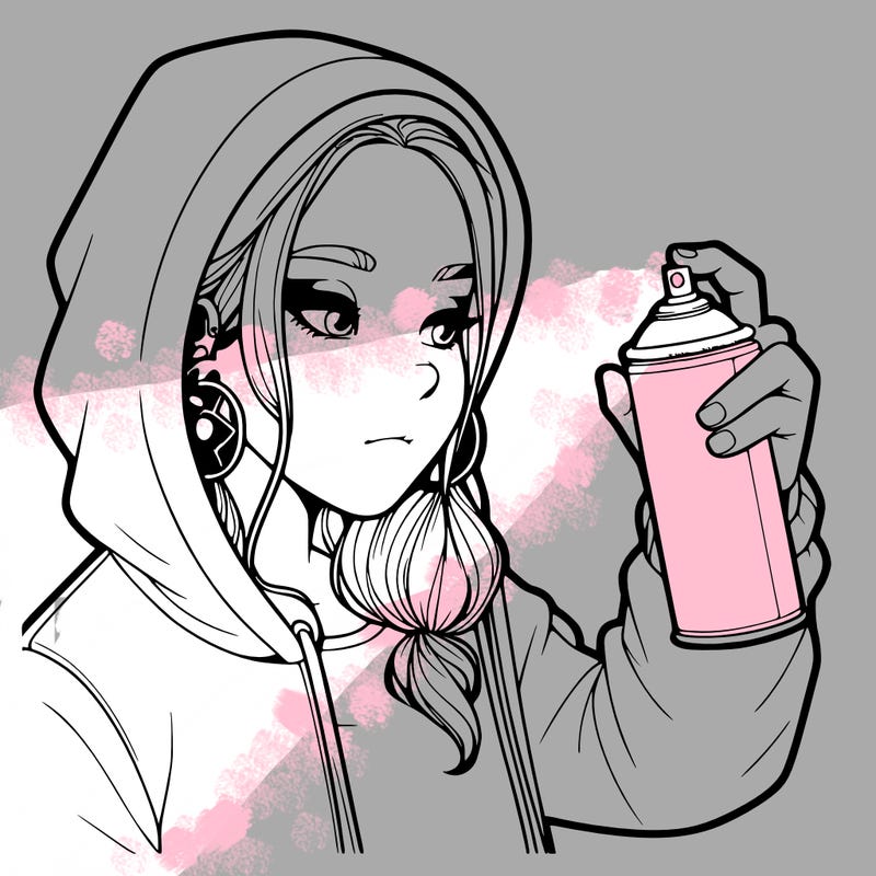 a realistic girl, spray painting