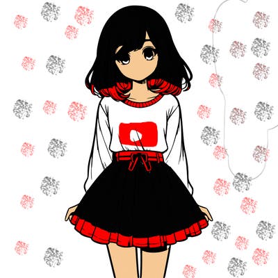 realistic girl with a skirt on