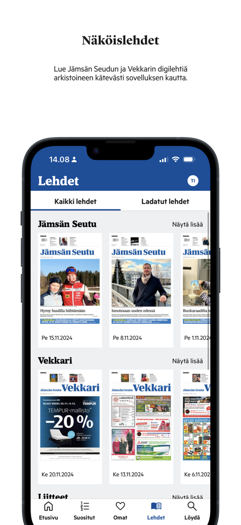 Digital newspaper editions within the Jamsan Seutu mobile news application