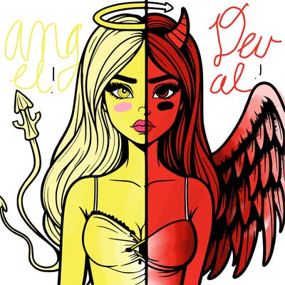 devil vs angel realistic girl