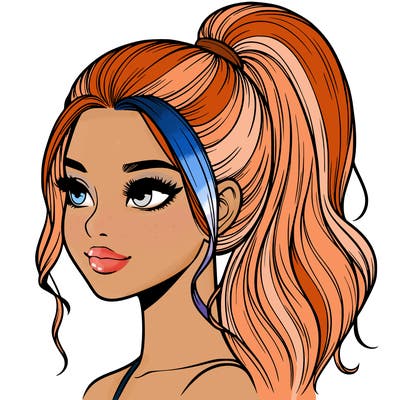 realistic girl with a high ponytail
