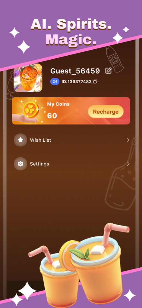 Lumomo - Pantalla de perfil de usuario de la aplicación Lumomo que muestra la configuración de la cuenta y el saldo de monedas
