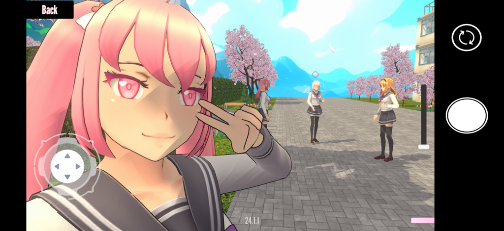 Lethal Love - Anime protagonist Kyoko taking a selfie using the in-game camera feature