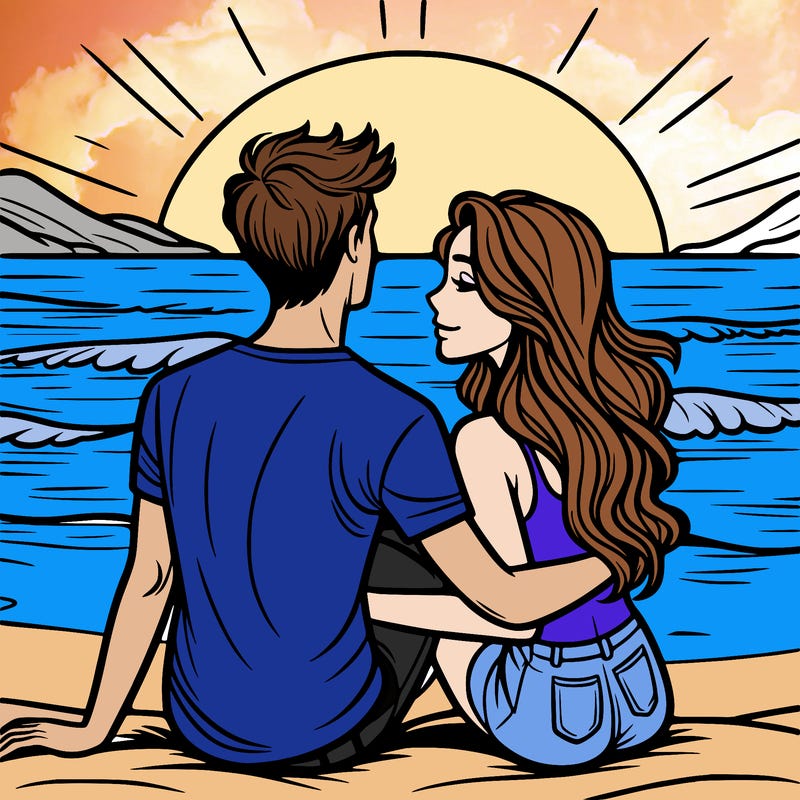 couple on beach at sunset