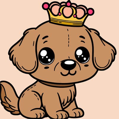 puppy with a crown on his head